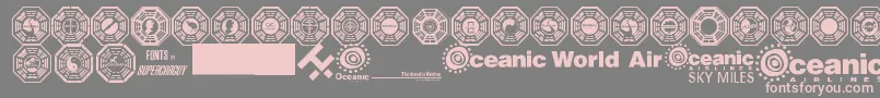 Czcionka Dharma Initiative Logos – różowe czcionki na szarym tle
