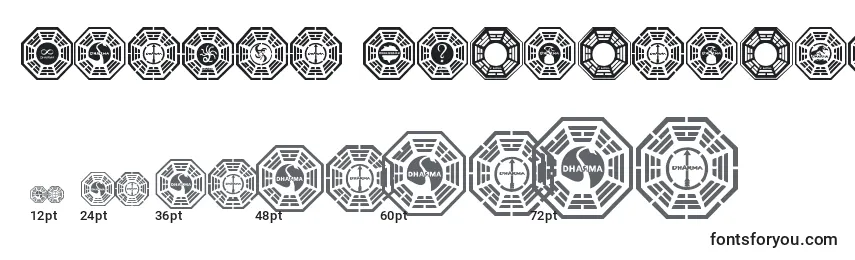 Größen der Schriftart Dharma Initiative Logos