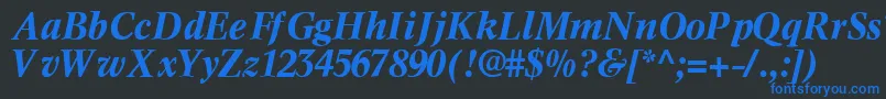 InformaticssskBoldItalic-Schriftart – Blaue Schriften auf schwarzem Hintergrund