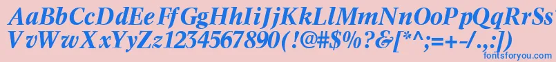 InformaticssskBoldItalic-fontti – siniset fontit vaaleanpunaisella taustalla