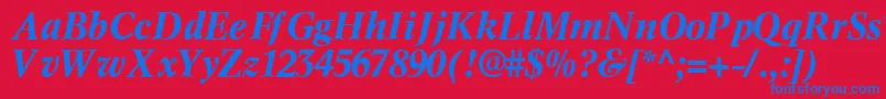 InformaticssskBoldItalic-Schriftart – Blaue Schriften auf rotem Hintergrund