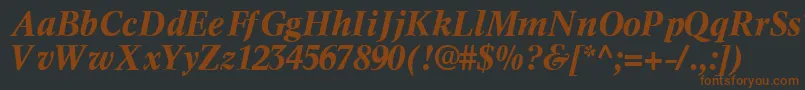 InformaticssskBoldItalic-fontti – ruskeat fontit mustalla taustalla