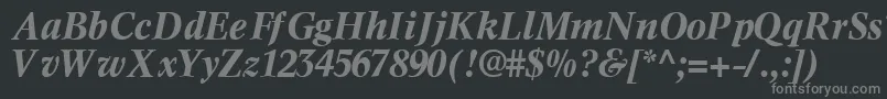 InformaticssskBoldItalic-fontti – harmaat kirjasimet mustalla taustalla