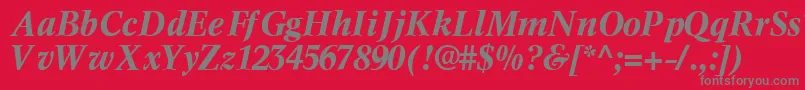 InformaticssskBoldItalic-Schriftart – Graue Schriften auf rotem Hintergrund