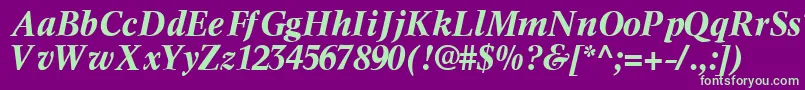 InformaticssskBoldItalic-fontti – vihreät fontit violetilla taustalla