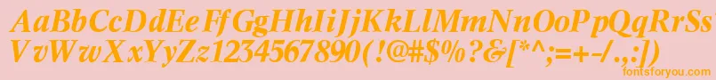 フォントInformaticssskBoldItalic – オレンジの文字がピンクの背景にあります。