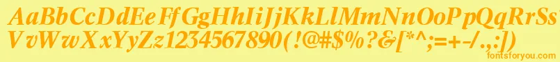 フォントInformaticssskBoldItalic – オレンジの文字が黄色の背景にあります。