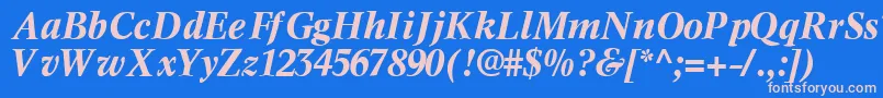 InformaticssskBoldItalic-fontti – vaaleanpunaiset fontit sinisellä taustalla