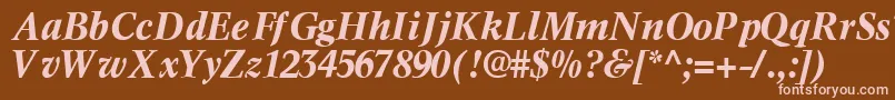 InformaticssskBoldItalic-fontti – vaaleanpunaiset fontit ruskealla taustalla