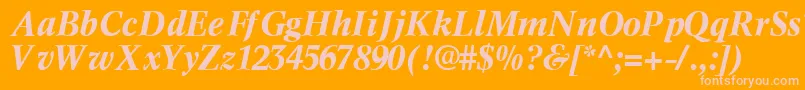 InformaticssskBoldItalic-Schriftart – Rosa Schriften auf orangefarbenem Hintergrund