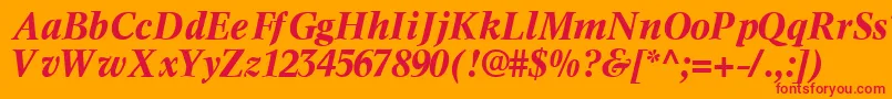 InformaticssskBoldItalic-Schriftart – Rote Schriften auf orangefarbenem Hintergrund