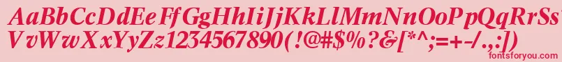 InformaticssskBoldItalic-fontti – punaiset fontit vaaleanpunaisella taustalla