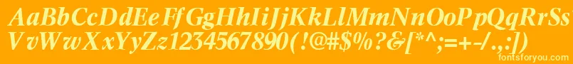 InformaticssskBoldItalic-fontti – keltaiset fontit oranssilla taustalla