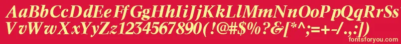 InformaticssskBoldItalic-Schriftart – Gelbe Schriften auf rotem Hintergrund