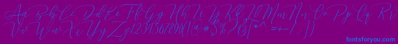 Dhenmark Font – Blue Fonts on Purple Background