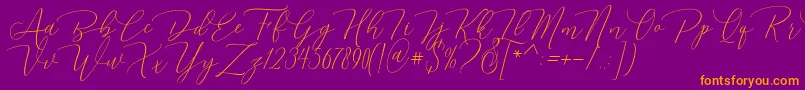 Dhenmark Font – Orange Fonts on Purple Background