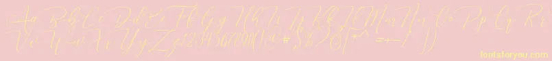 Dhenmark-Schriftart – Gelbe Schriften auf rosa Hintergrund