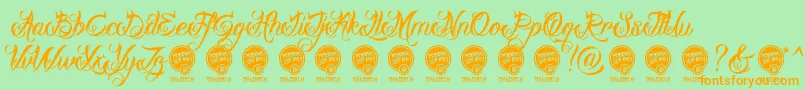 DHF Milestone Script DEMO Font – Orange Fonts on Green Background