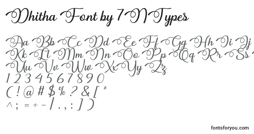 Schriftart Dhitha Font by 7NTypes – Alphabet, Zahlen, spezielle Symbole