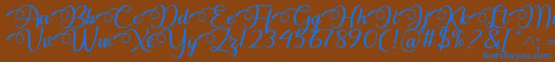 Dhitha Font by 7NTypes Font – Blue Fonts on Brown Background