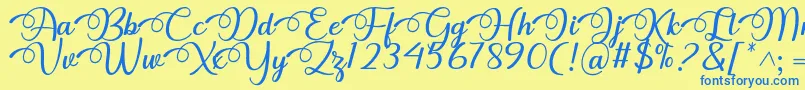 Fonte Dhitha Font by 7NTypes – fontes azuis em um fundo amarelo