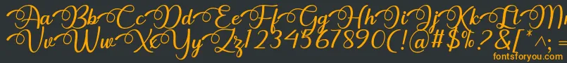 Dhitha Font by 7NTypes-fontti – oranssit fontit mustalla taustalla