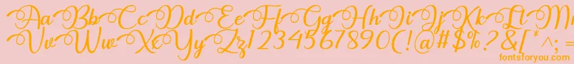 Dhitha Font by 7NTypes-fontti – oranssit fontit vaaleanpunaisella taustalla