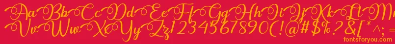 フォントDhitha Font by 7NTypes – 赤い背景にオレンジの文字