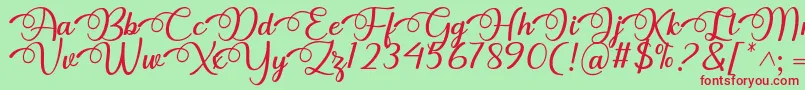 Fonte Dhitha Font by 7NTypes – fontes vermelhas em um fundo verde