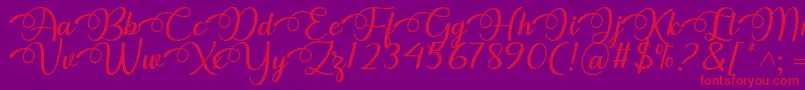 Dhitha Font by 7NTypes-fontti – punaiset fontit violetilla taustalla