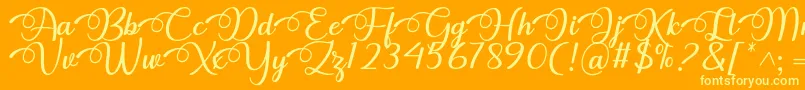 Dhitha Font by 7NTypes-Schriftart – Gelbe Schriften auf orangefarbenem Hintergrund