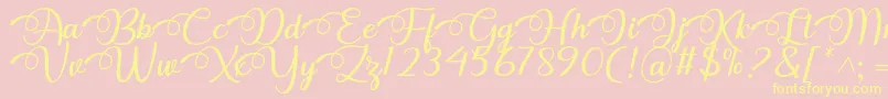 Dhitha Font by 7NTypes-Schriftart – Gelbe Schriften auf rosa Hintergrund