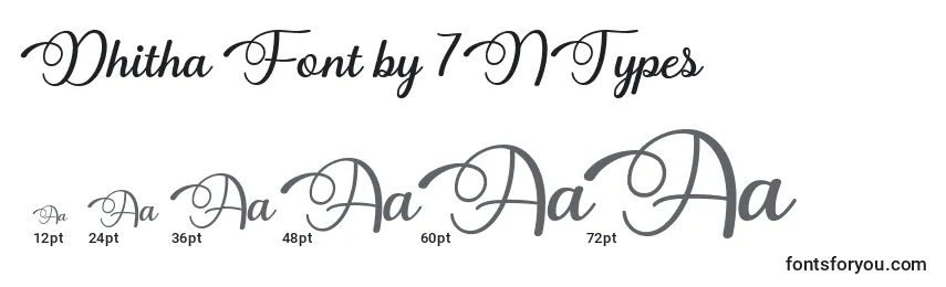 Размеры шрифта Dhitha Font by 7NTypes