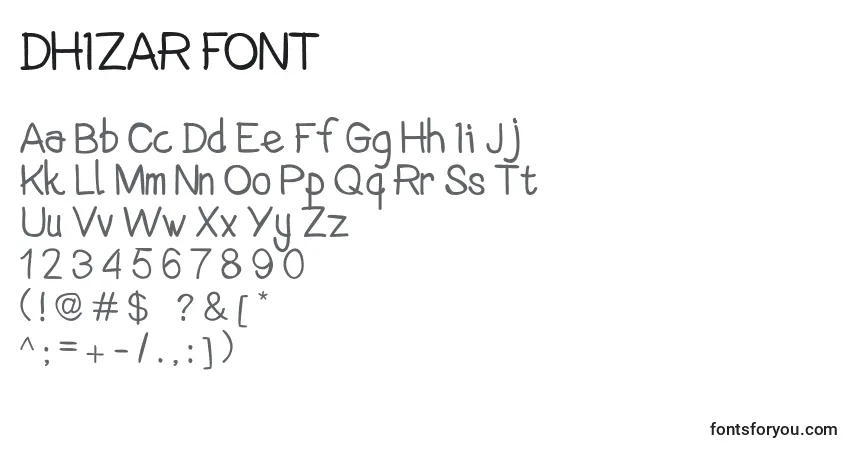 Schriftart DHIZAR FONT – Alphabet, Zahlen, spezielle Symbole