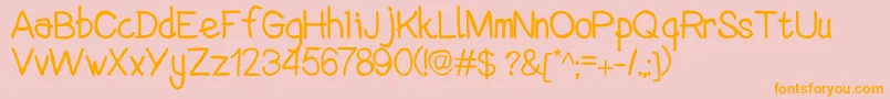 フォントDHIZAR FONT – オレンジの文字がピンクの背景にあります。