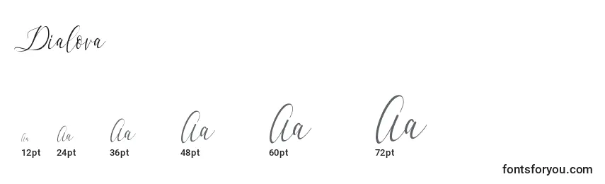 Размеры шрифта Dialova  