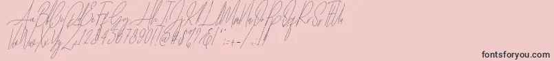 Czcionka Diamante Signature Italic   – czarne czcionki na różowym tle