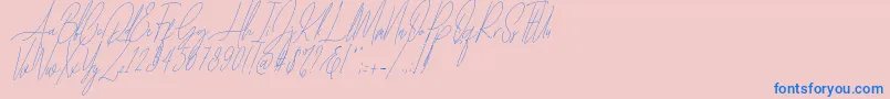 Czcionka Diamante Signature Italic   – niebieskie czcionki na różowym tle