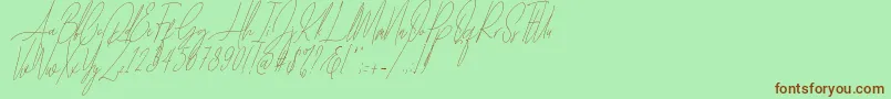 フォントDiamante Signature Italic   – 緑の背景に茶色のフォント
