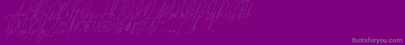 Diamante Signature Italic  -Schriftart – Graue Schriften auf violettem Hintergrund