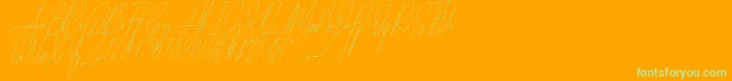 フォントDiamante Signature Italic   – オレンジの背景に緑のフォント