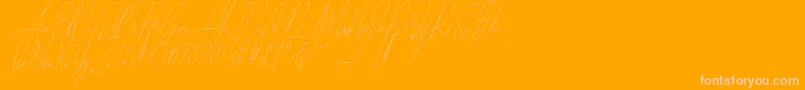 Diamante Signature Italic  -Schriftart – Rosa Schriften auf orangefarbenem Hintergrund