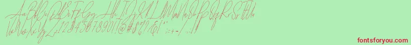 Fonte Diamante Signature Italic   – fontes vermelhas em um fundo verde