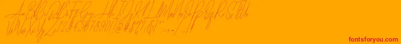 Czcionka Diamante Signature Italic   – czerwone czcionki na pomarańczowym tle