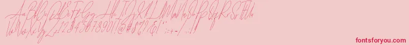 Diamante Signature Italic  -Schriftart – Rote Schriften auf rosa Hintergrund