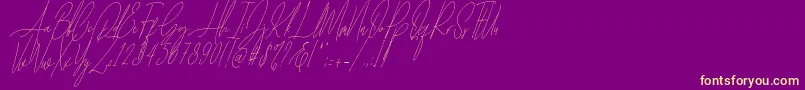 Fonte Diamante Signature Italic   – fontes amarelas em um fundo roxo