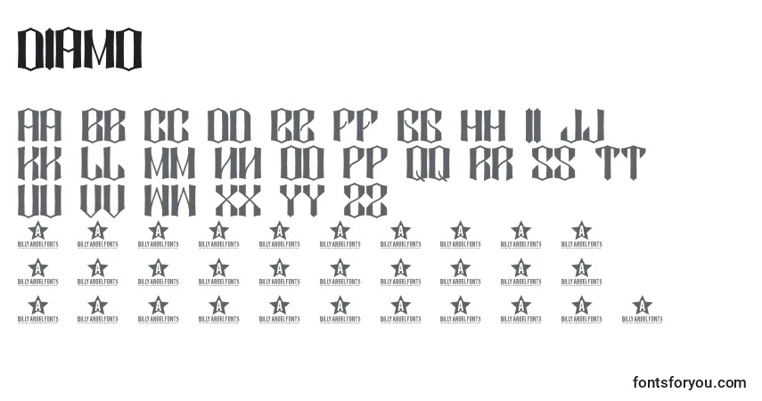 DIAMO    (125021)-fontti – aakkoset, numerot, erikoismerkit