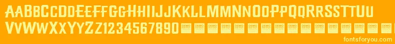 Шрифт Diamond Creek   Demo – жёлтые шрифты на оранжевом фоне