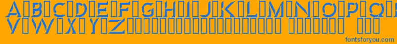 Diamond-Schriftart – Blaue Schriften auf orangefarbenem Hintergrund