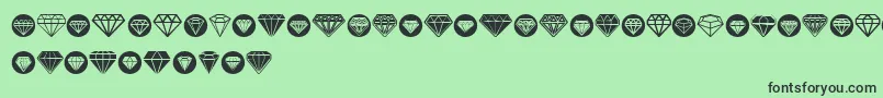 Fonte Diamondo – fontes pretas em um fundo verde